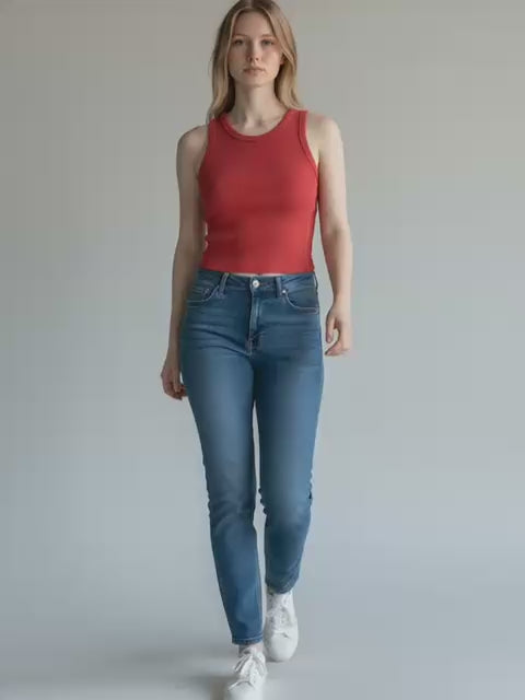 Crop Top Mujer Acanalado Sin Mangas